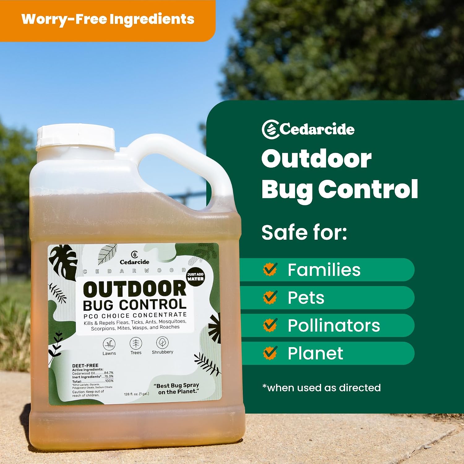 Cedarcide Outdoor Bug Spray | Kills & Repels Mosquitoes, Ticks, Fleas
