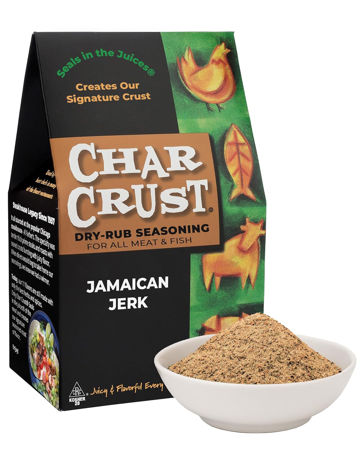 Char Crust Dry-Rub Seasonings Original Hickory Grilled | All-in-one seasonings | Perfect for Steaks, Burgers, Ribs, Tuna | Signature Crust that Seals in the Juices, 4 Ounce (Pack of 6)