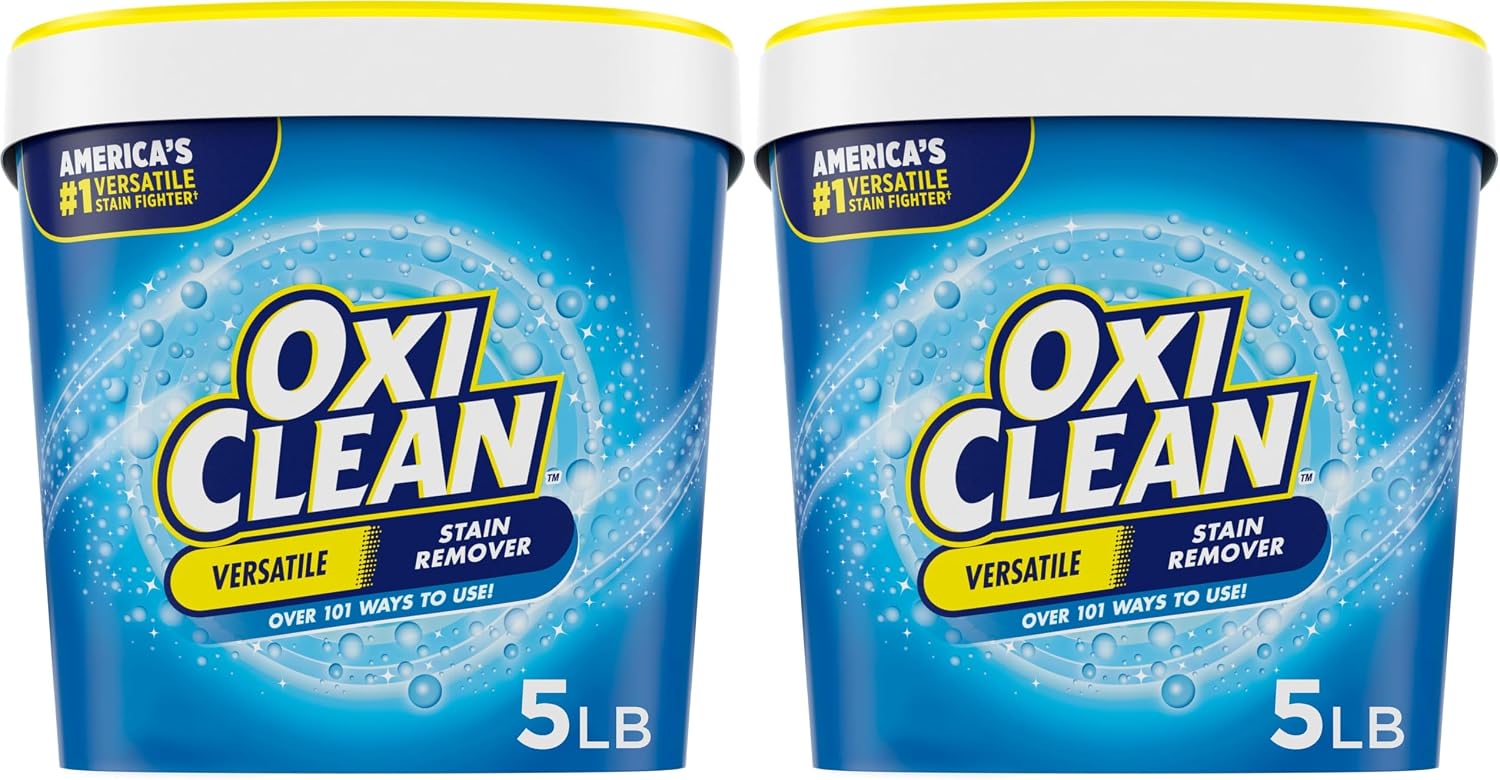 OxiClean Versatile Stain Remover Powder, 5 lb | 101+ Household Uses, Tough Stain Removal, Laundry Booster, Multi-Surface Cleaning, Color Safe, Chlorine Free