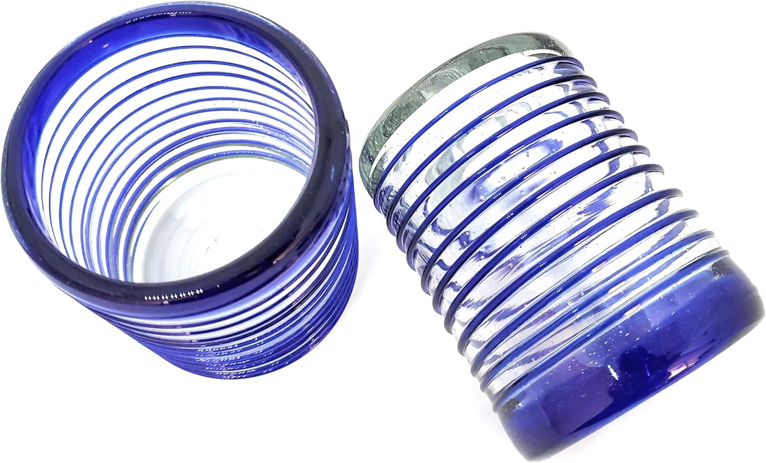 Cobalt Blue Spiral 14 oz Drinking Glasses (set of 6), Recycled Glass, Lead-free, Toxin-Free (Drinking)