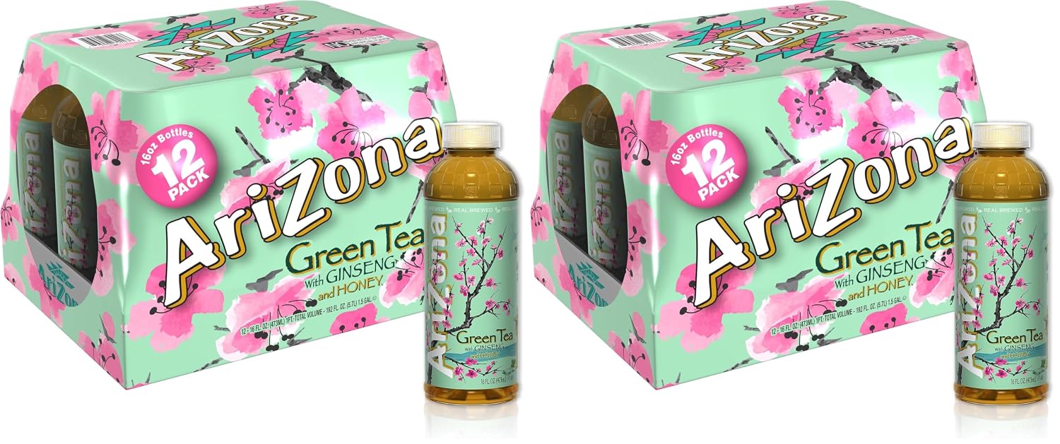Arizona Green Tea with Ginseng and Honey - 16 Fl Oz (12 Pack)
