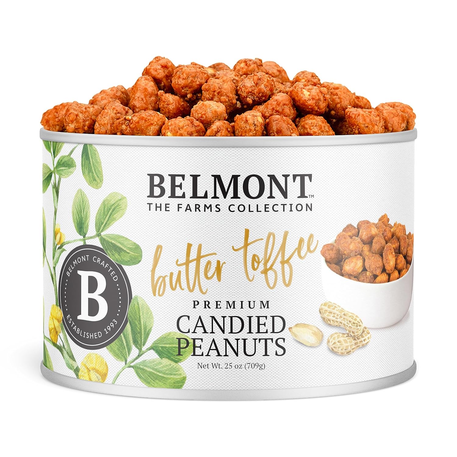 Belmont Peanuts Gourmet Sea-Salted Virginia Peanuts, 20 oz (1 Pack) – Only 3 Simple Ingredients, No Preservatives, 7g Protein – A Premium, Salty, Crunchy, Hand Seasoned Snack