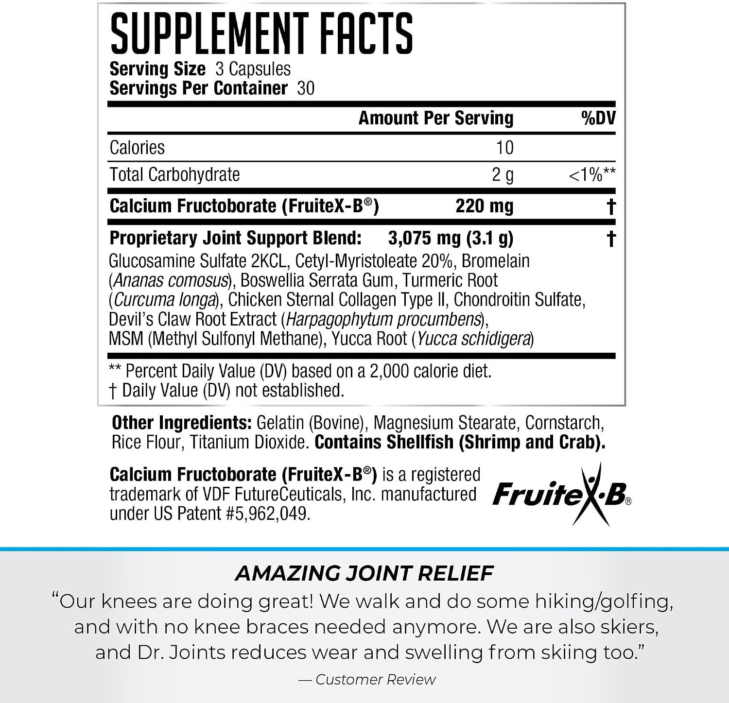 Dr. Joints NDS Nutrition Advanced Joint Health Formula - 90 Capsules | FruiteX-B, Glucosamine Sulfate, Chondroitin