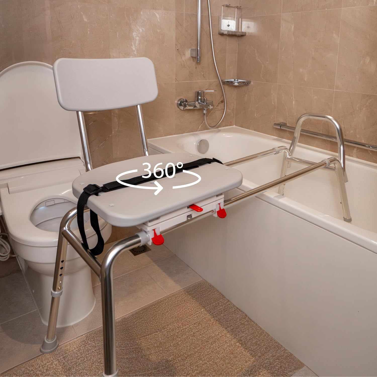 Tub Transfer Bench with Swivel Seat, for Elderly & Disabled, Standard | Eagle Health Supplies Sliding Shower Chair for Inside Shower, FSA/HSA eligible, Height Adjustable, 77662