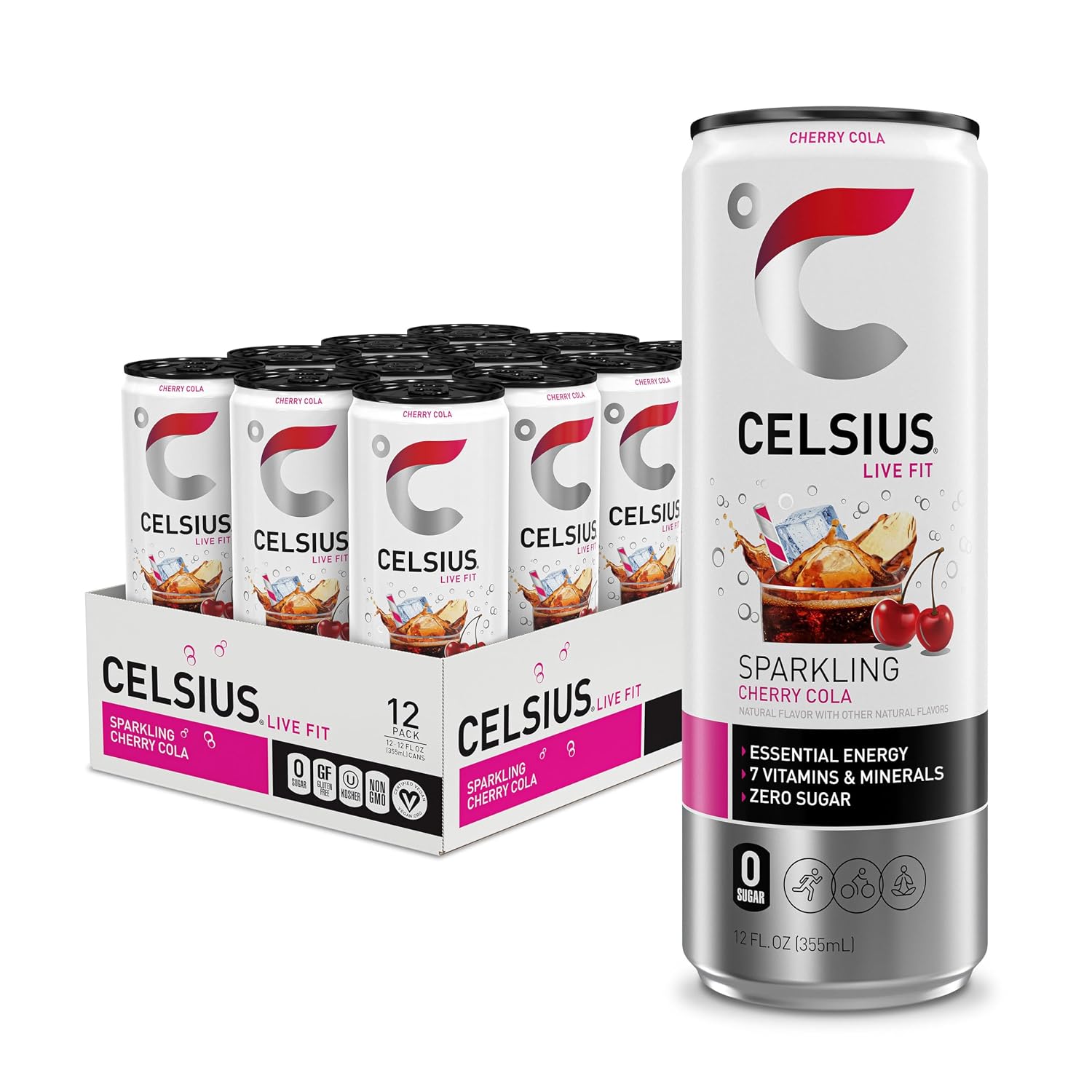 CELSIUS Sparkling Cola, Sugar Free Energy Drink, 12 Fl Oz (Pack of 12)