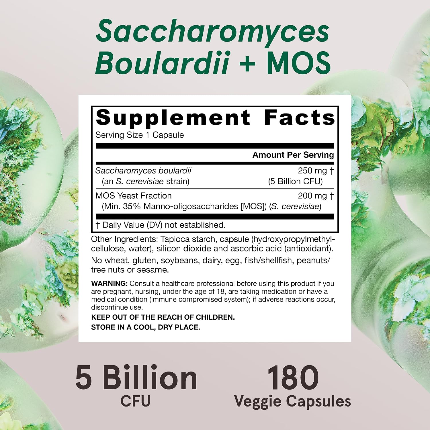 Jarrow Formulas Saccharomyces Boulardii + MOS Probiotics for Digestive Health and Intestinal Tract Support - 5 Billion CFU Per Serving - 90 Delayed Release Caps - Probiotic + Prebiotic - 90 Servings | Intestinal Tract Support, 5 Billion CFU Per Serving,…