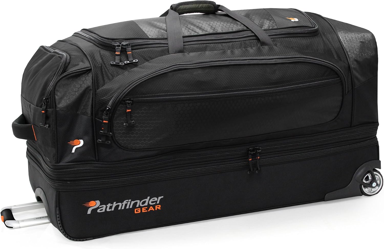 Pathfinder Gear 36 Inch Rolling Drop Bottom Duffel, Black, One Size