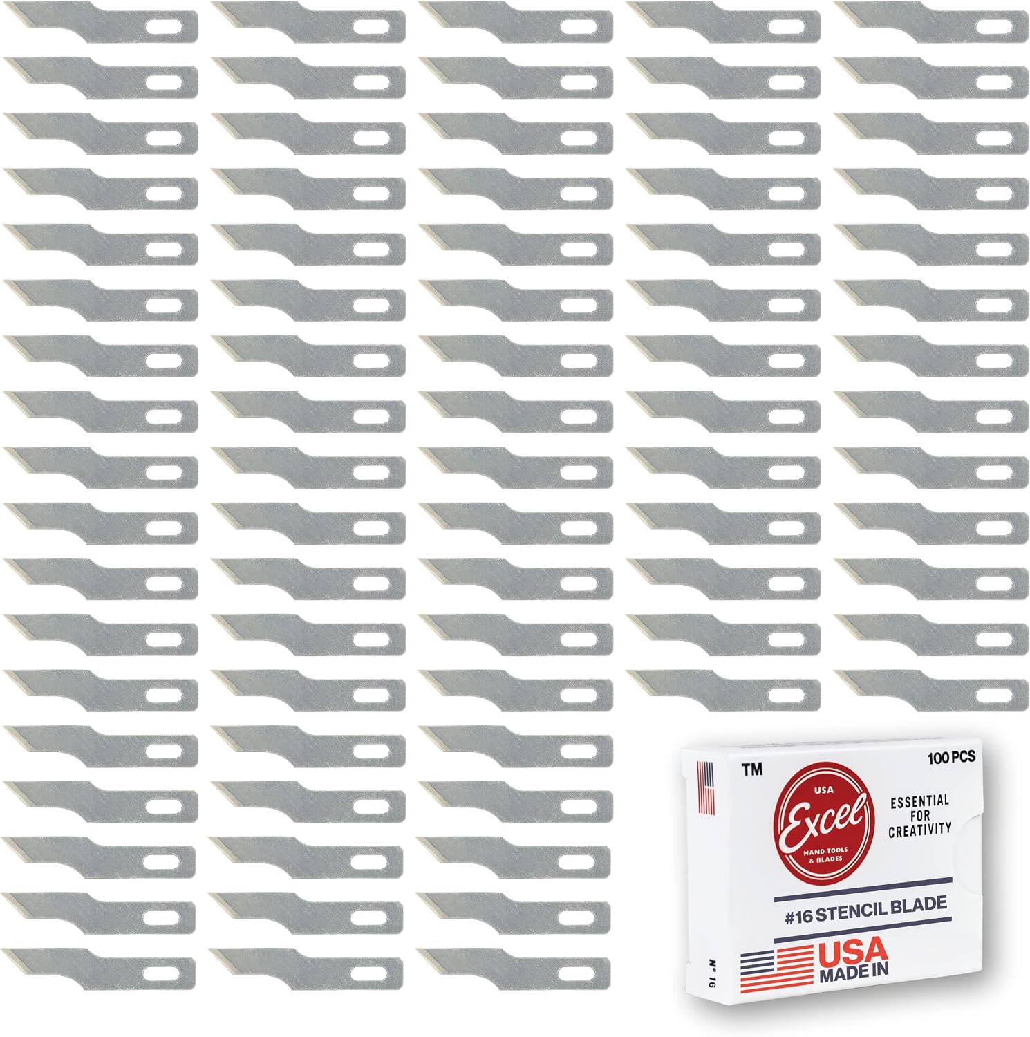 Excel Blades #16 Angled Stencil Edge Replacement Blades – 100-Pack High Carbon Steel Blades for Precision Cutting