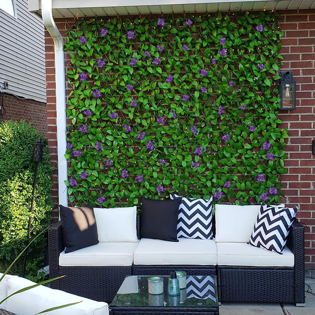 Expandable Fence Privacy Screen for Balcony Patio Outdoor,Decorative Faux Ivy Fencing Panel,Artificial Hedges (Single Sided Leaves)……