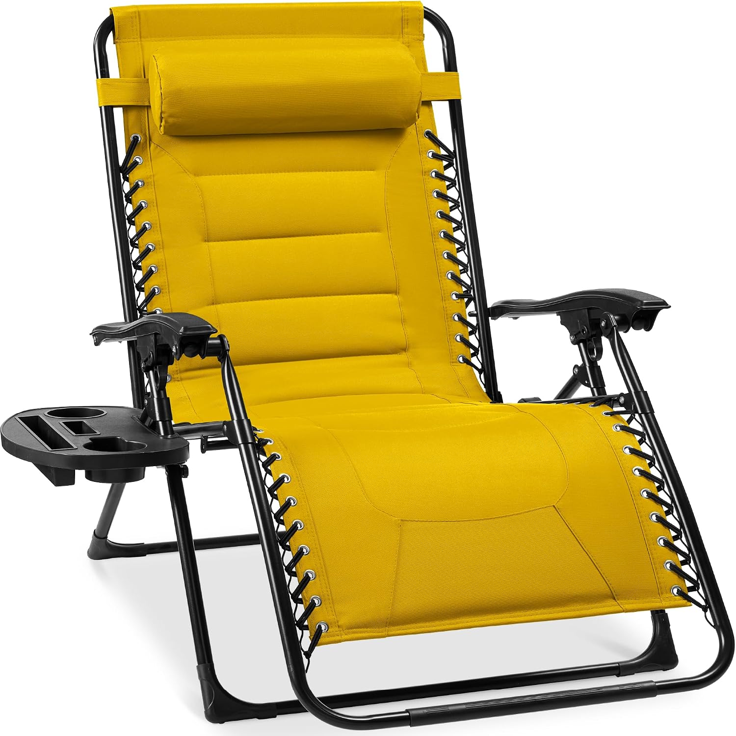 Best Choice Products Oversized Padded Zero Gravity Chair, Folding Outdoor Patio Recliner, XL Anti Gravity Lounger for Backyard w/Headrest, Cup Holder