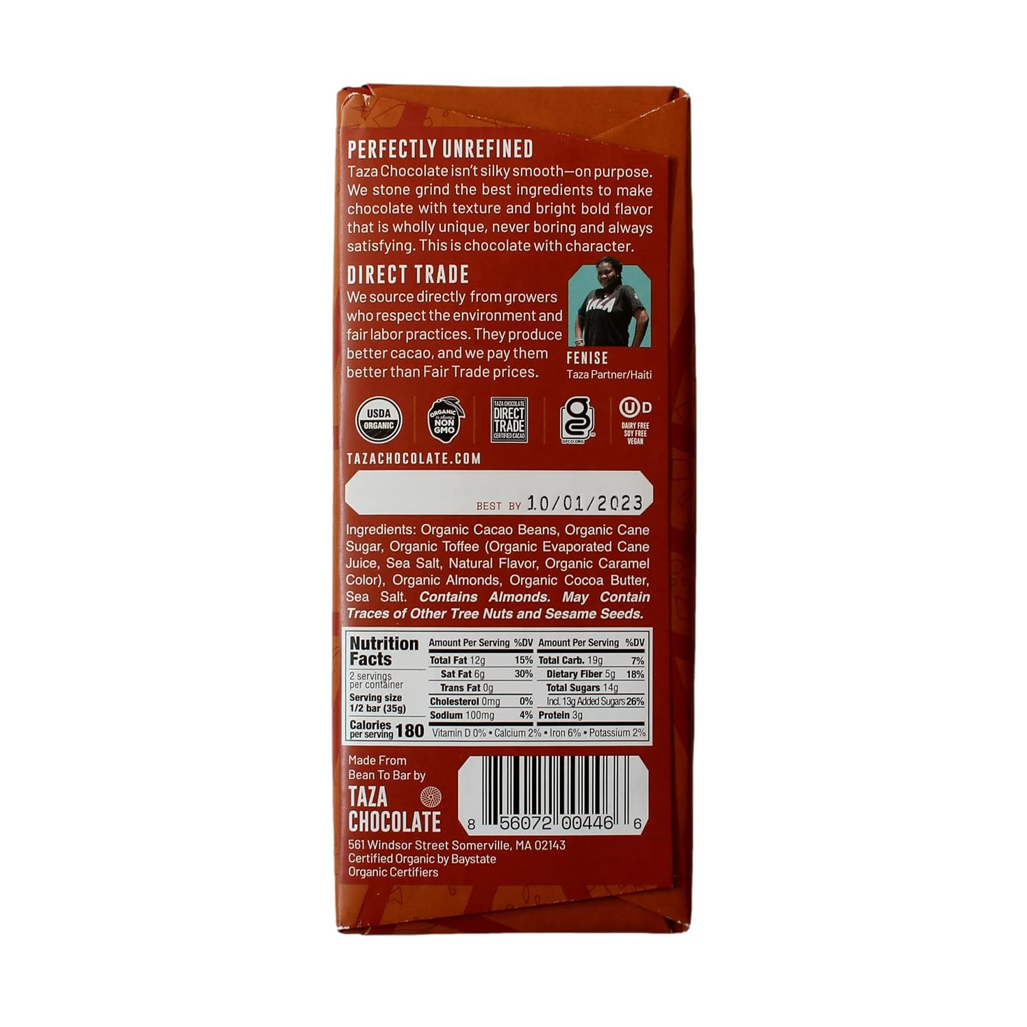 Taza Chocolate, 95% Wicked Dark Amaze Bar, 2.5 oz bars, case of 10