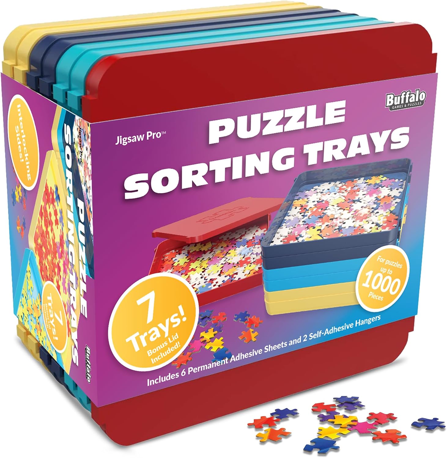 Buffalo Games Puzzle Sorting Trays for Adults, Puzzle Tray Storage, 7 Pc