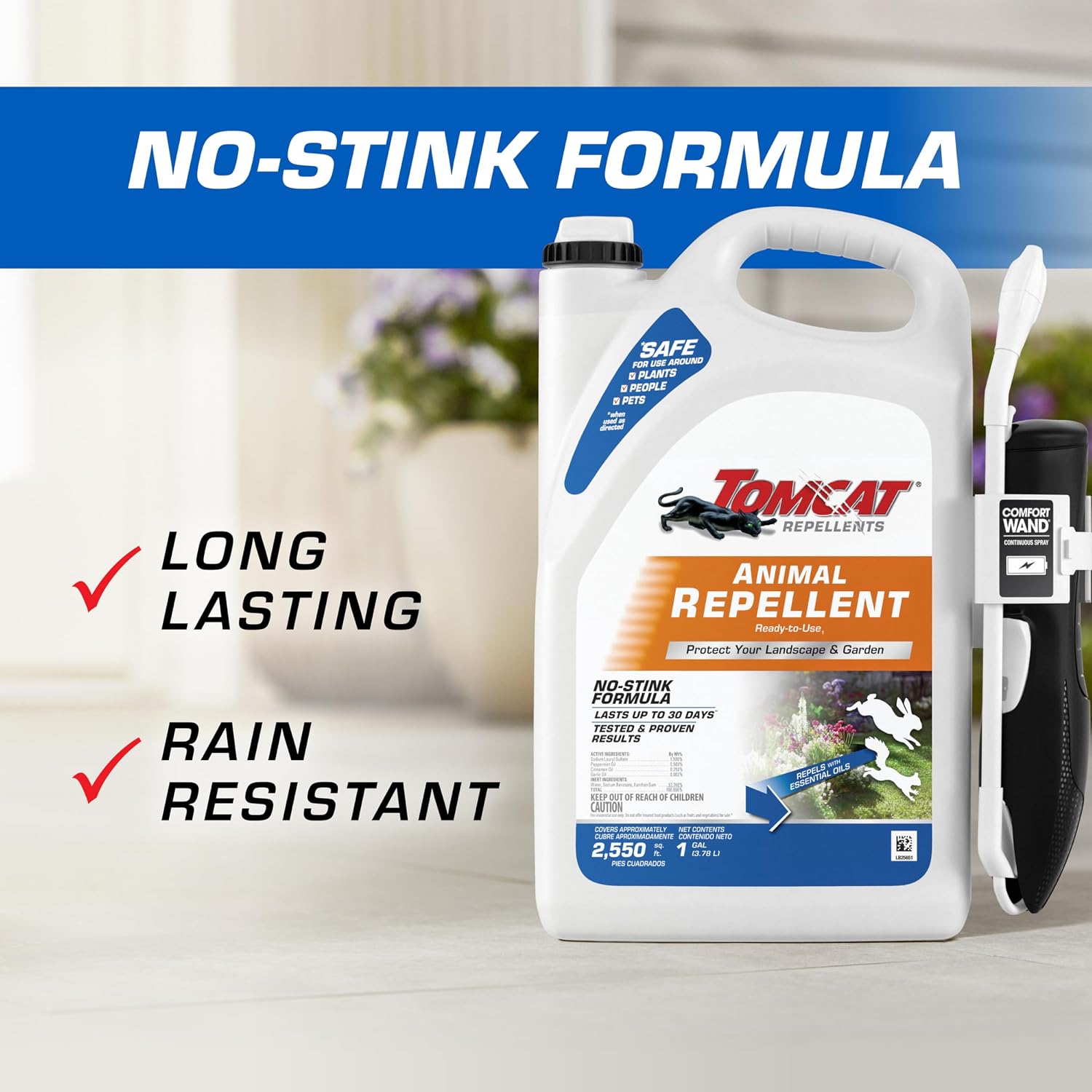 Tomcat Repellents Deer Repellent, 1 gal. | Also Repels Rabbits, Ready-to-Use, Protects Landscapes and Gardens, Contains Essential Oils