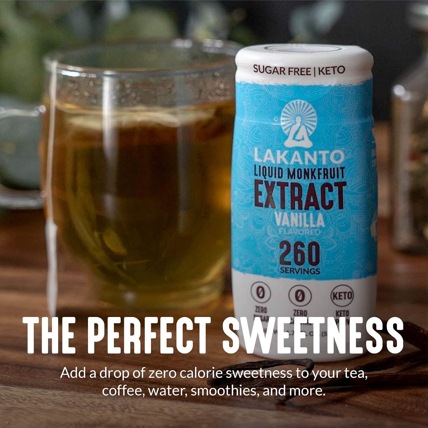 Lakanto Liquid Monk Fruit Extract Drops, Original, 1.76 Fl Oz | Erythritol Free Sugar Substitute Sweetener, For Coffee, Tea, Smoothies, Oatmeal, Yogurt, Cocktails, Zero Sugar, Vegan, Keto