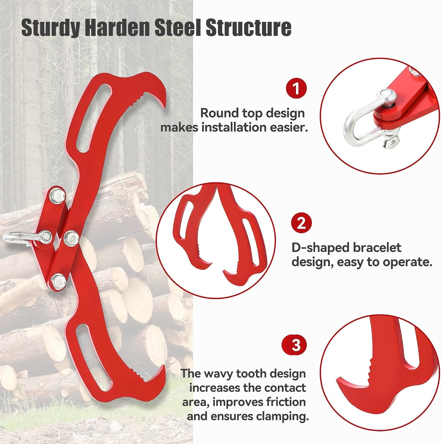 Garvee 28 in Log Lifting Tongs, Log Grabber, Skidding Log Lifting Tongs Timber, Heavy Dut Solid Steel Swivel Dragging Steel Tongs Log Lifting Lumber Skidding Tongs Logging Grabber(4 Claw)