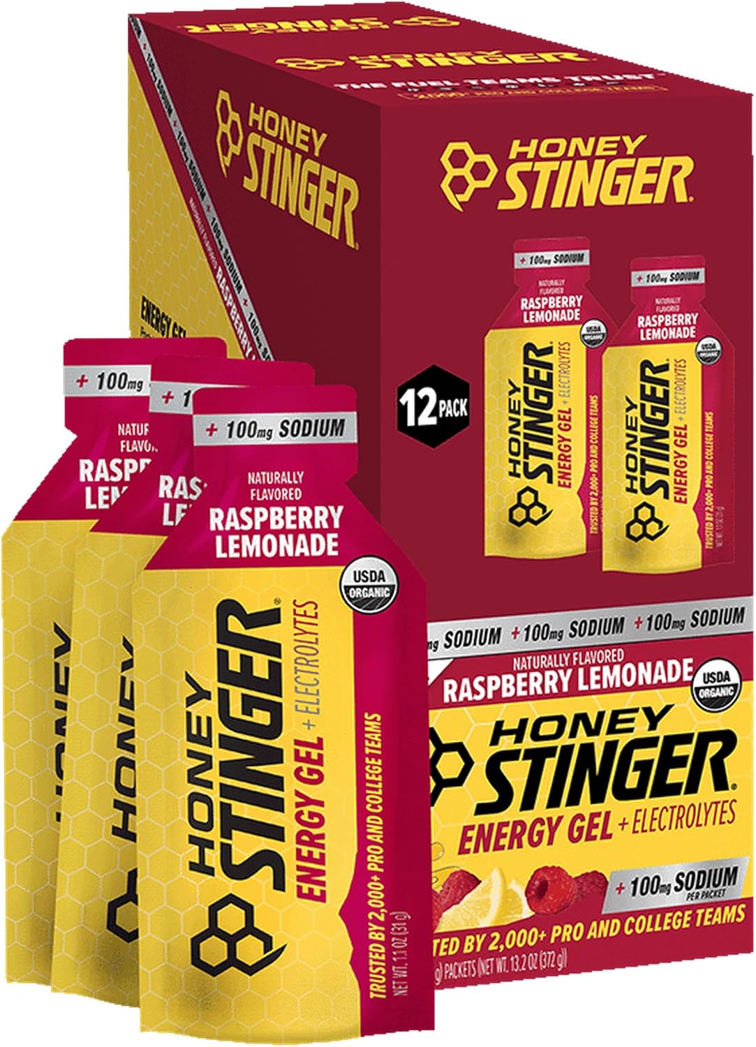 Honey Stinger Gold Energy Gel, Gluten Free & Caffeine Free, for Exercise, Running and Performance, Sports Nutrition for Home & Gym, Pre and Mid Workout, 24 Pack, 26.4 Ounce | sports-nutrition-endurance-and-energy-chews