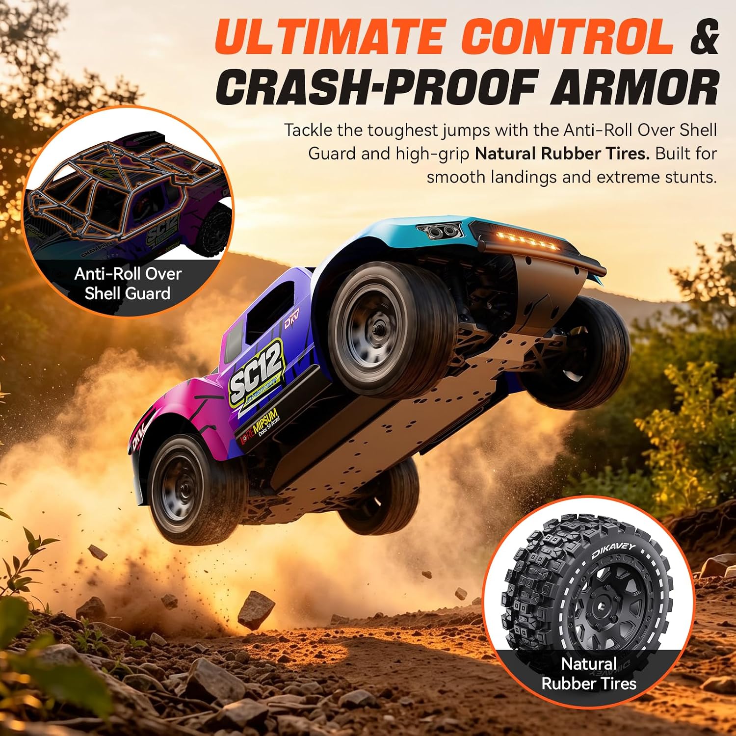 1/12 Brushless Remote Control Car RTR, 42MPH (70+Km/H 4WD Rc Short-Course Truck, Amateur-Level Rc Drift Car, Equipped with 3s 2200 Mah Battery, All-Terrain Tires, Suitable for Adults-RED