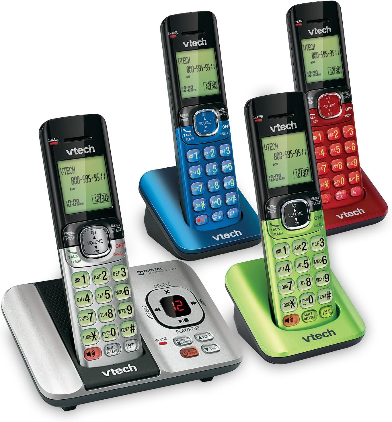 VTech CS6919-16 DECT 6.0 Cordless Phone, Red - Caller ID/Call Waiting (Stores 30 Calls), Backlit Keypad & Display, Full Duplex Handset Speakerphone, Wall Mountable