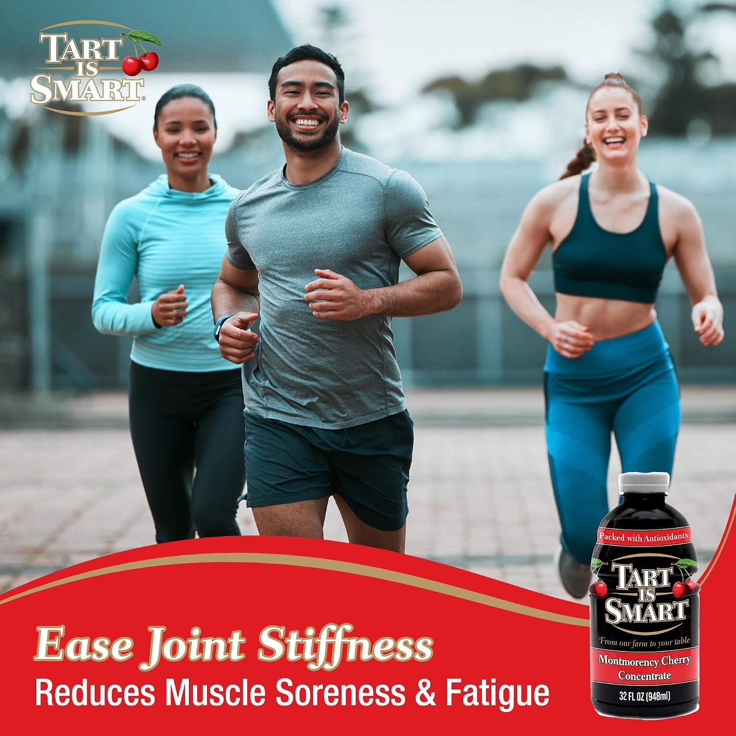 Tart is Smart Montmorency Tart Cherry Juice Concentrate, Cherry Juice Bottle Beverage, Rich in Antioxidants, Ideal for Muscle Recovery and Sleep Support, No-Added Sugar - 32 Ounce Bottle (Pack of 1)