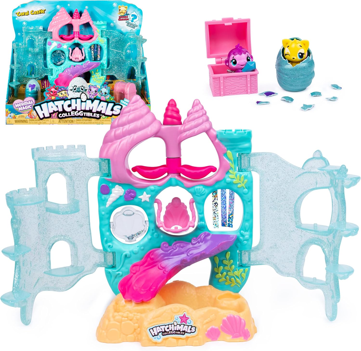 Hatchimals CollEGGtibles, Coral Castle Fold Open Playset with Exclusive Mermal Character (Amazon Exclusive Set), Girl Toys