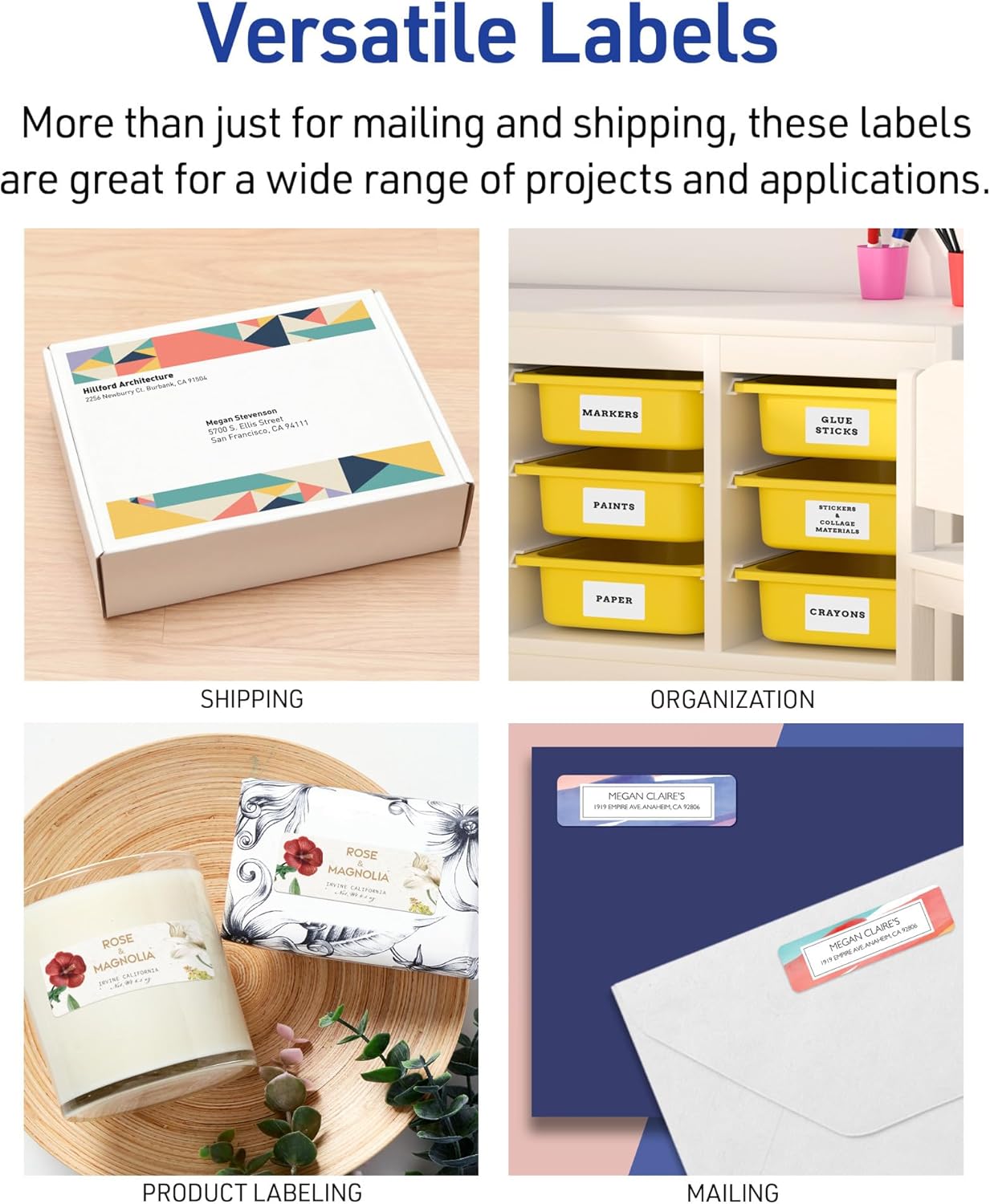 Avery® Easy Peel® Printable Address Labels, Sure Feed® Technology, 1" x 2-5/8" Customizable Stickers, White, 1,500 Blank Mailing Labels, Great for Mailing, Shipping, and More (2-Pack of 5260)