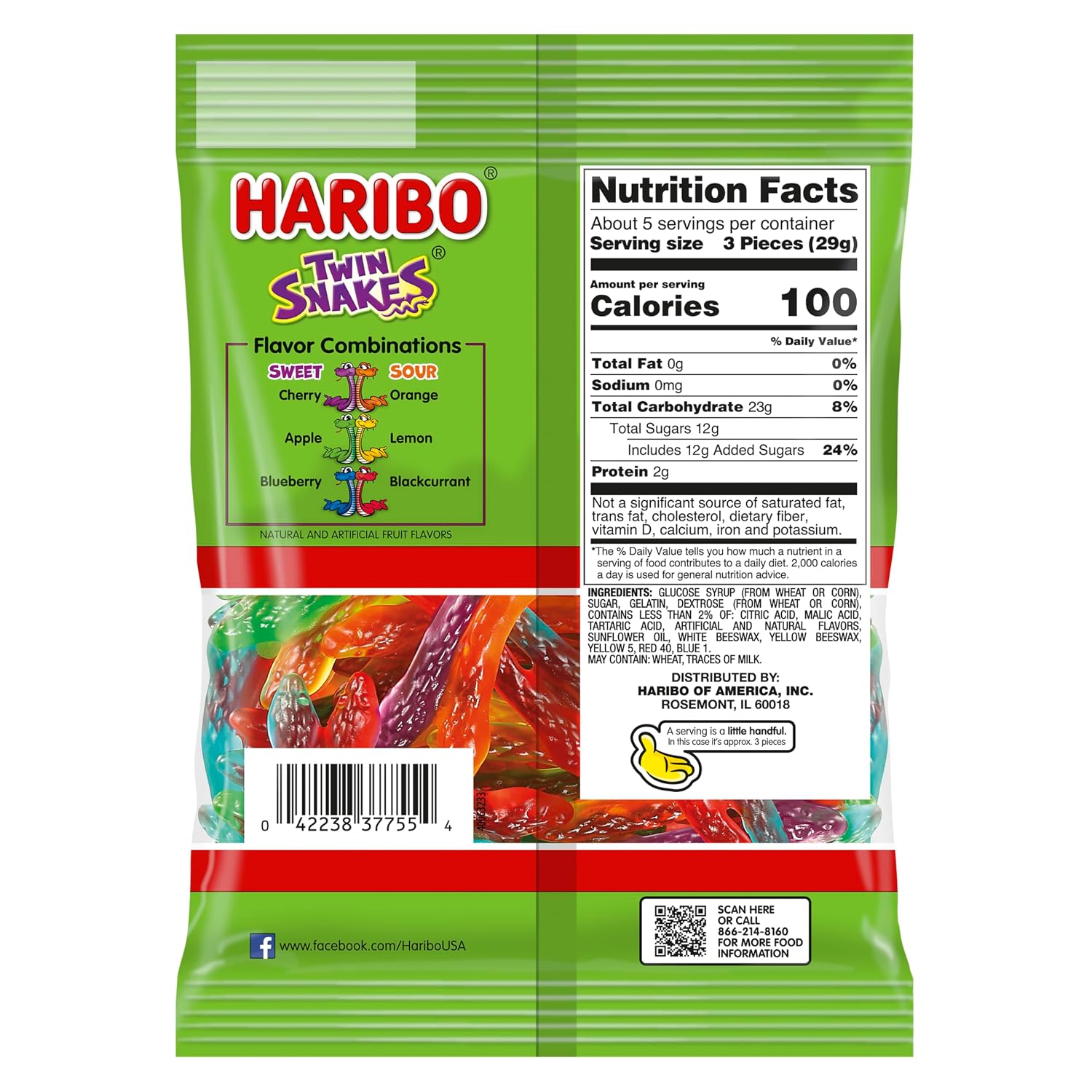Haribo Gummi Candy, Happy Cherries, 5 Ounce