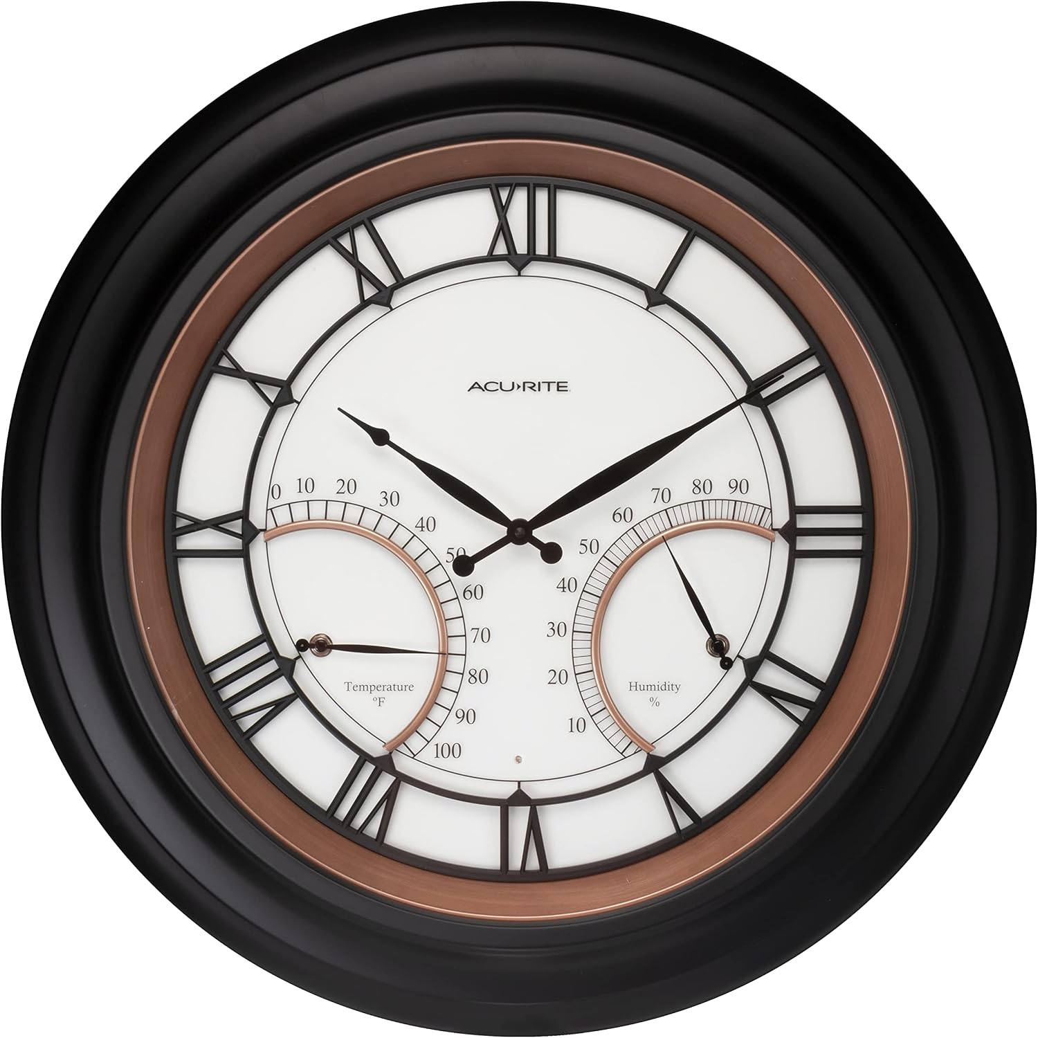 AcuRite 75133M LED Illuminated Outdoor Clock with Temperature and Humidity, 24", Black