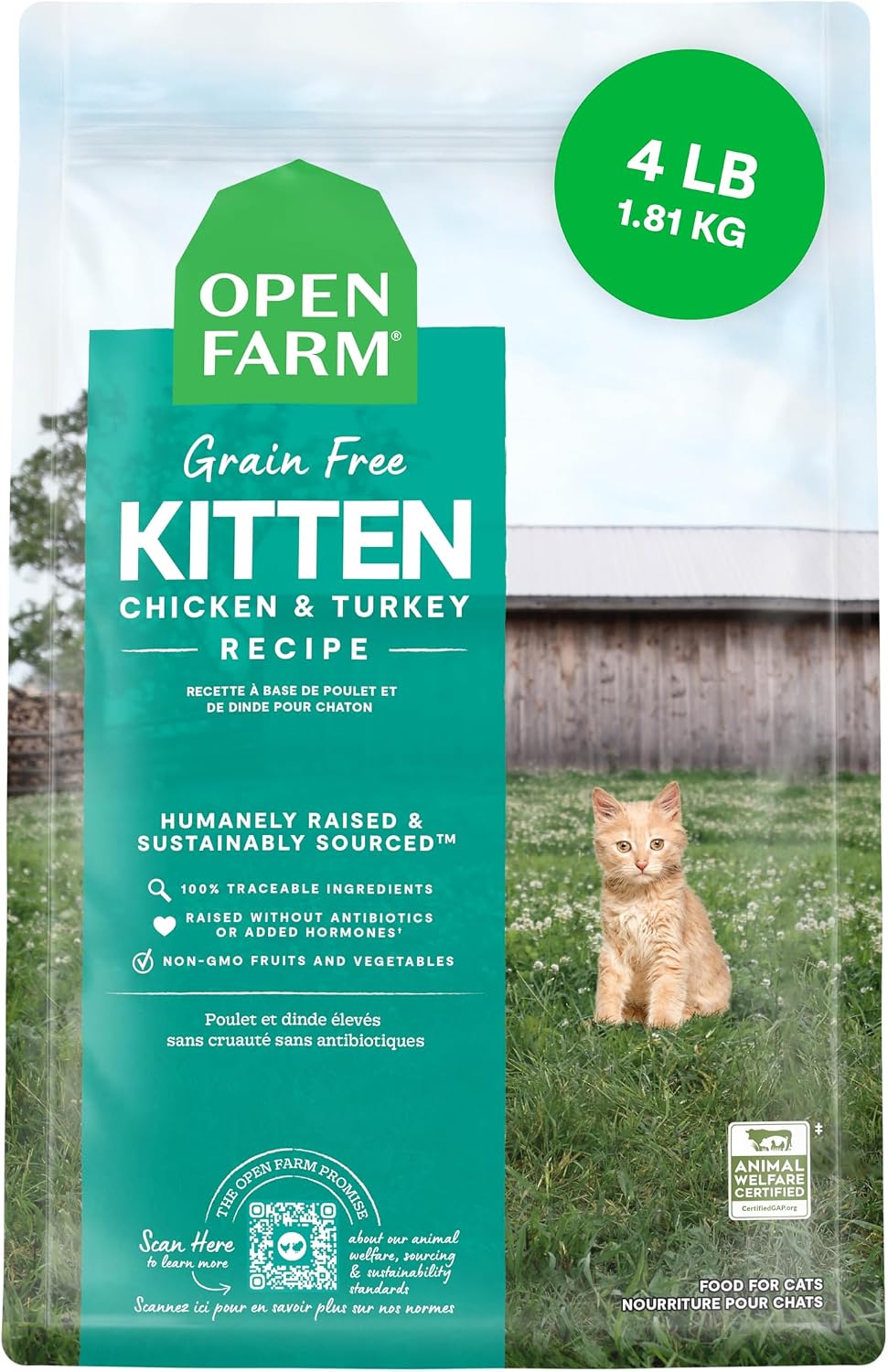 Open Farm, Grain Free Dry Cat Food, High-Protein Kibble for a Complete & Balanced Diet, Non-GMO Fruits & Vegetables, Prebiotic Fibers to Support Digestion, Catch-of-The Season Whitefish, 4lb Bag | All Life Stages, High Protein, Prebiotic Fibers, 100% Tra…