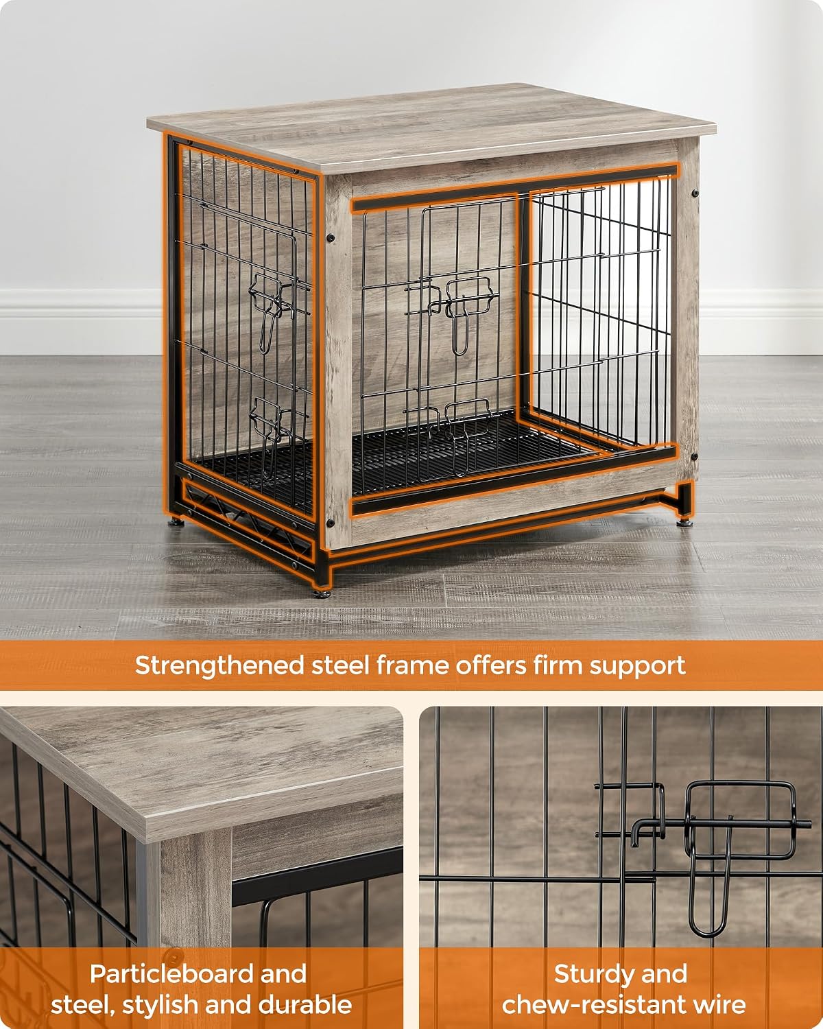 Feandrea 27.2" Dog Crate Furniture, Indoor Dog Kennel Side End Table