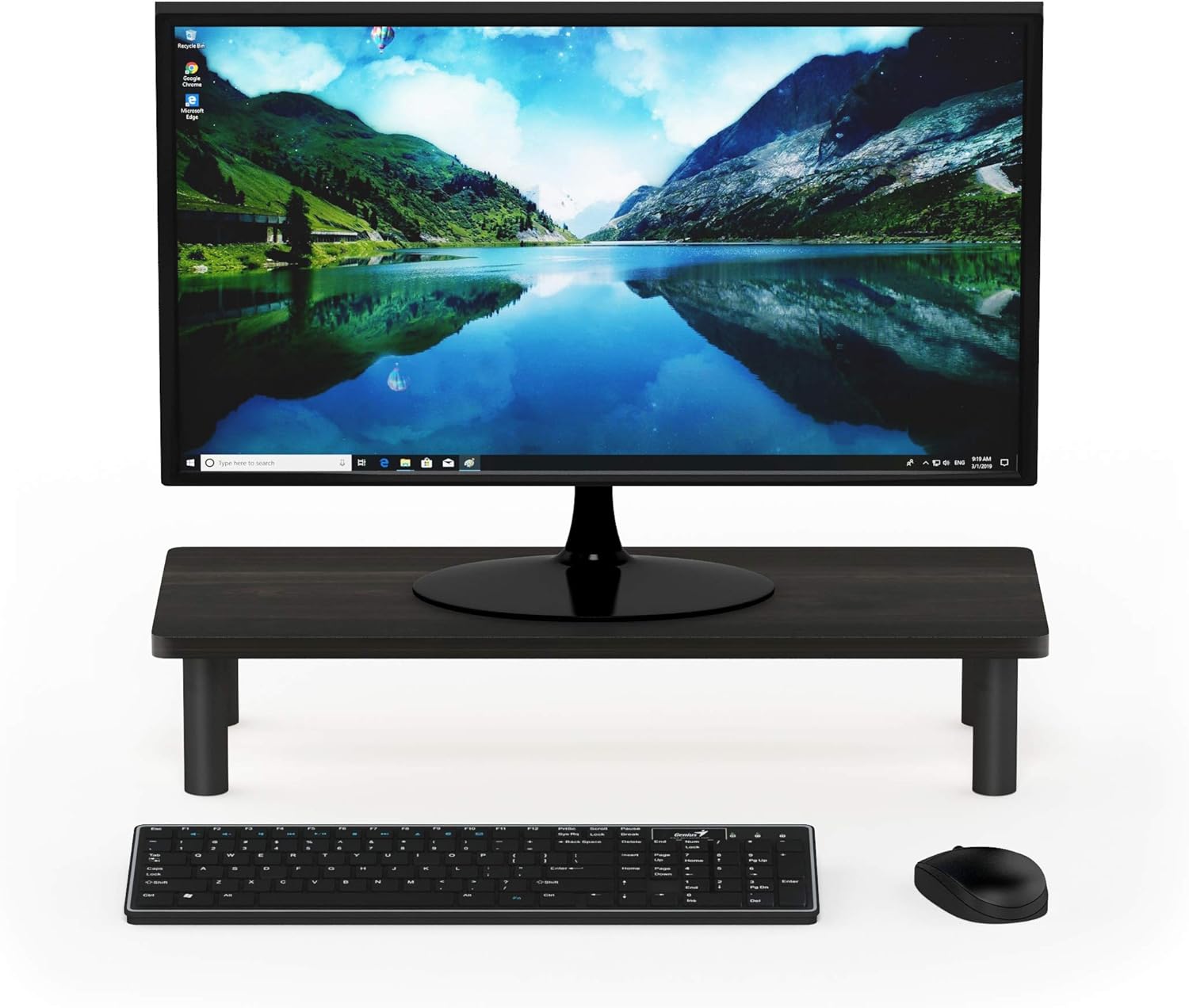 FURINNO Turn-N-Tube Monitor Stand, French Oak Grey/Black