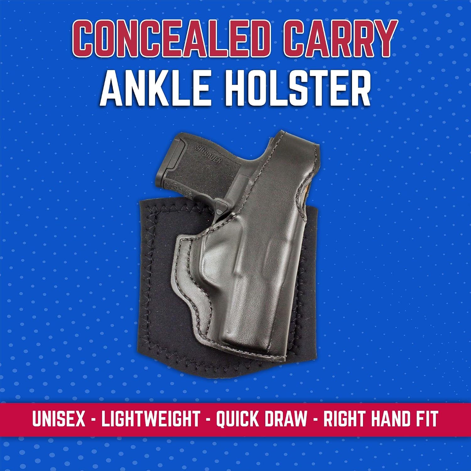 Desantis Die Hard Ankle Rig - Right Hand Draw, Black | Concealed Carry Ankle Gun Holster, Leg Band