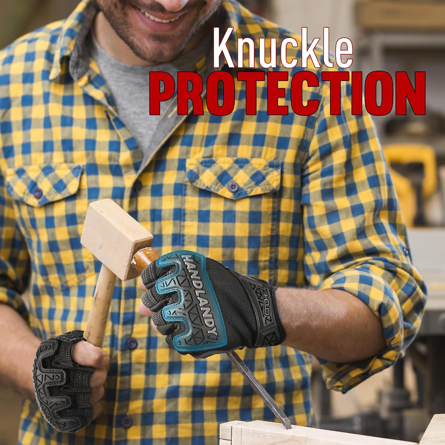HANDLANDY Framer Work Gloves Open-Finger Carpenters Gloves, Fingerless Gaming Gloves for Tactical Shooting, Airsoft, Hunting, Police Work and Hiking L