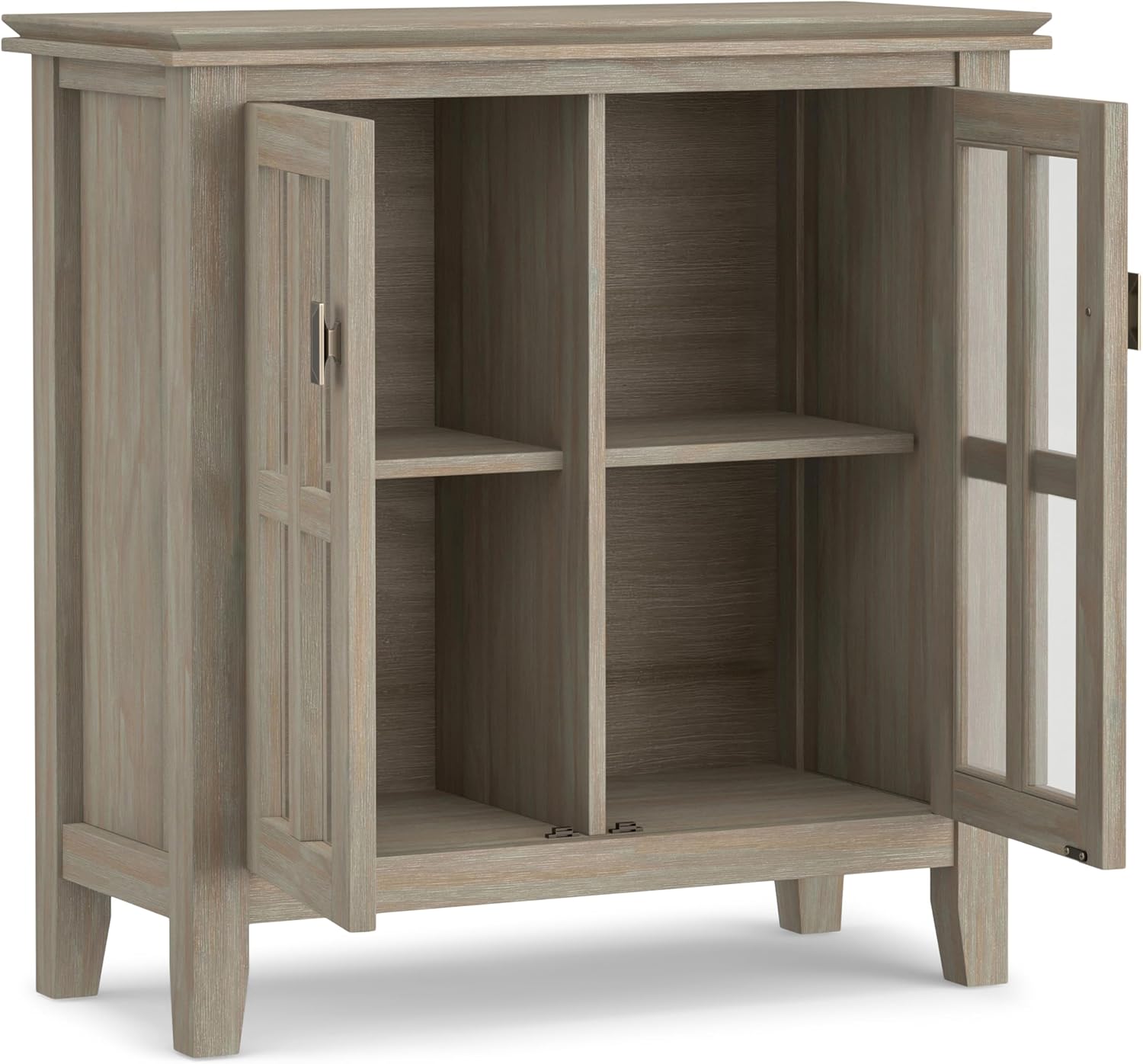 SIMPLIHOME Artisan 30" Wide Solid Wood Cabinet in Russet Brown