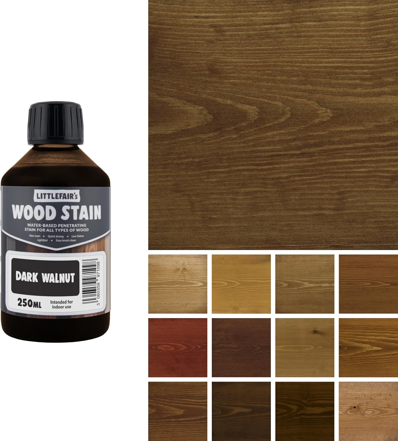 Littlefair's Wood Stain Water Based - 8.5oz/250ml - Indoor Furniture Stain Light & Dark Finishes - Special Non Toxic & Eco Friendly Formula - Wood Stain for Crafts - Color: Antique Stripped Pine