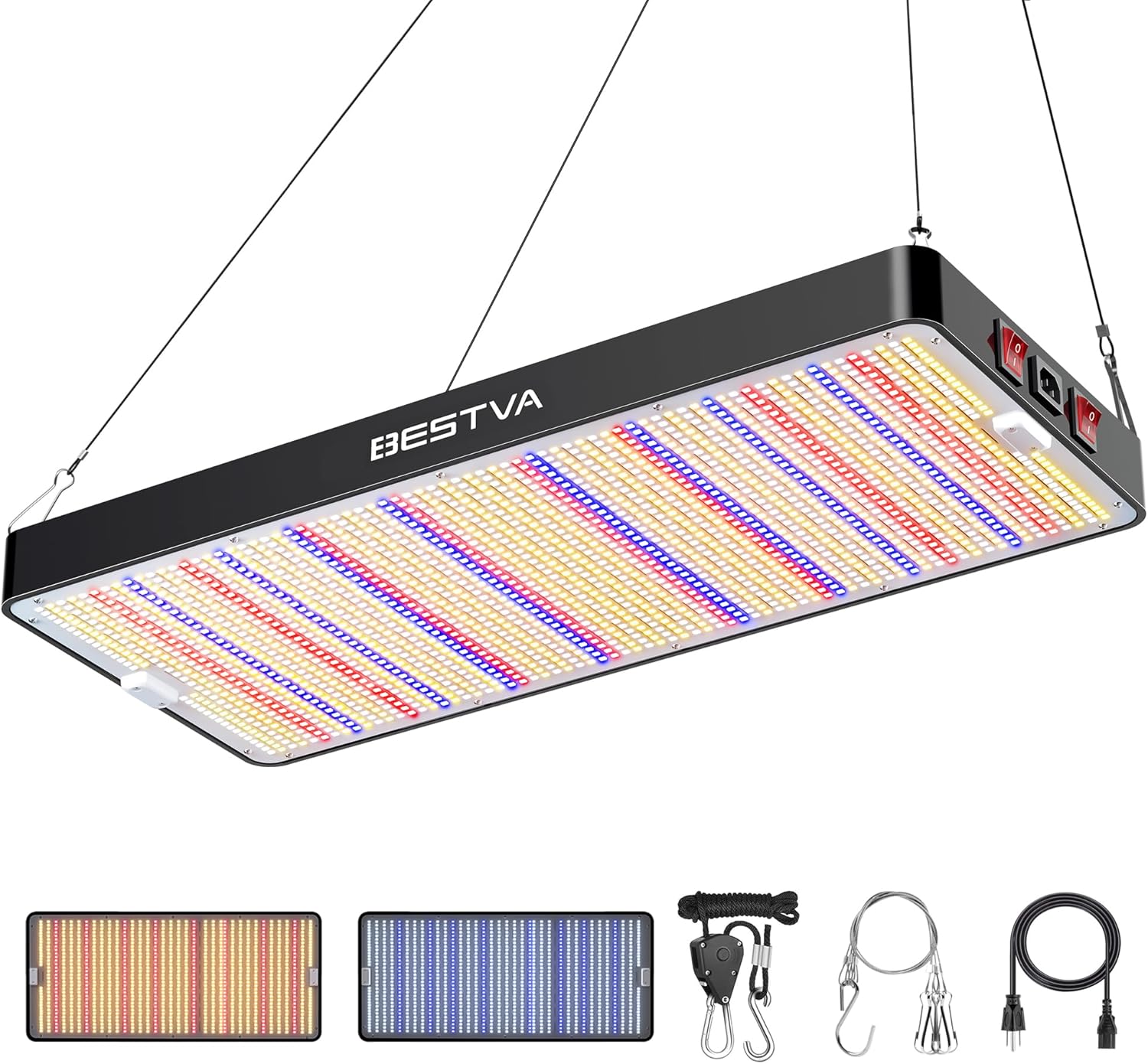 DC2000 Grow Light for Indoor Plants, Dimmable Full Spectrum LED Plant Light | BESTVA 200W LED Plant Light with Veg/Bloom Mode for Indoor Growing, Plant Lamps for Seed Starting Vegetables in 3x3 Grow Tent