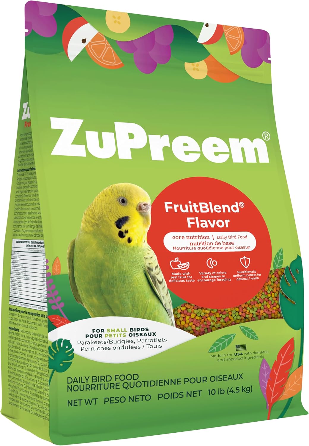 ZuPreem Sensible Seed Parakeet & Budgie Food, Variety Mixer, Small, 2 lb | Bird Food Mixer, Parrot & Parakeet Food, Budgie, Treats, Pellet Mix, Pumpkin Seeds, Safflower, Variety, Made in USA