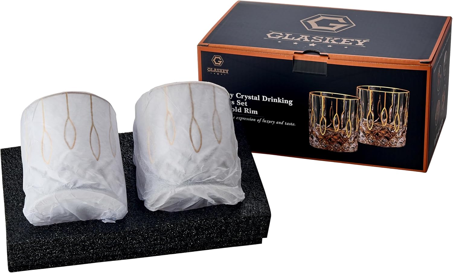 GLASKEY 12 oz Storm Japanese Whiskey Glasses Set of 4, Unique Cognac Glasses, Heavy Thick Bottom Bar Glass for Scotch Bourbon Rum Gin Water Cocktail,Gifts Men Gifts Ideas