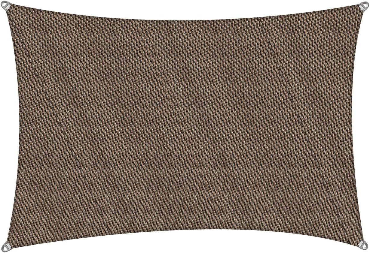 Windscreen4less 24' x 24' Sun Shade Sail with A-Ring Wire Rope Rectangle Outdoor Shade Cover for Deck Backyard Patio Garden (Brown)