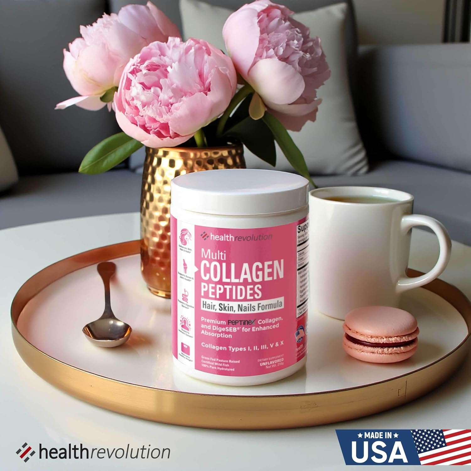 Multi Collagen Peptides Powder – Types I, II, III, V, X, Hydrolyzed Collagen for Women, 99% Absorption, Skin Hair Nails Joints