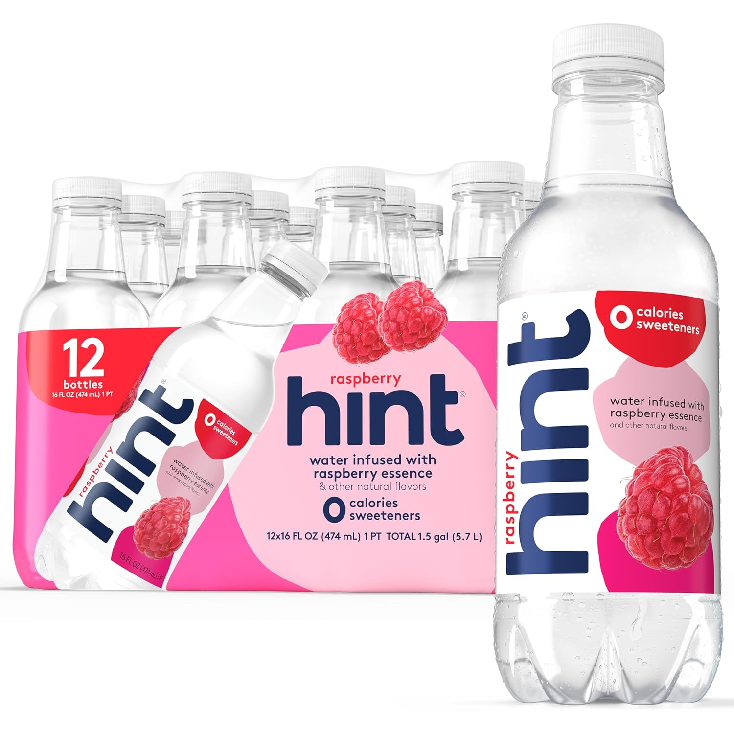 Hint Flavored Water Zero Sugar 0 Calories - Pineapple 16 FL Oz (12 pack) | Crisp, refreshing water, fruit flavors. 0 calories, 0 sugar, 0 sweeteners. Hydration for wellness. Gluten-free, Kosher, Vegan