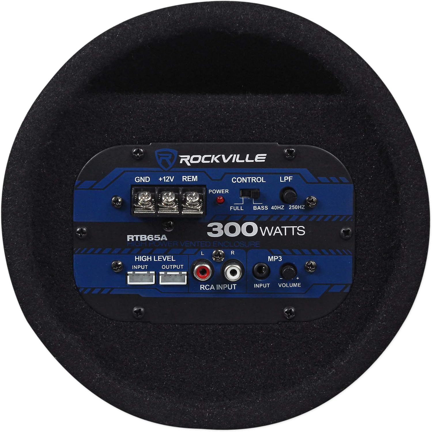 Rockville RTB65A 6.5" Powered Car Subwoofer Bass Tube with RWK10 Kit | 300W Peak / 150W RMS, MP3/RCA Inputs, Adjustable Crossover, Rear Aero Vent