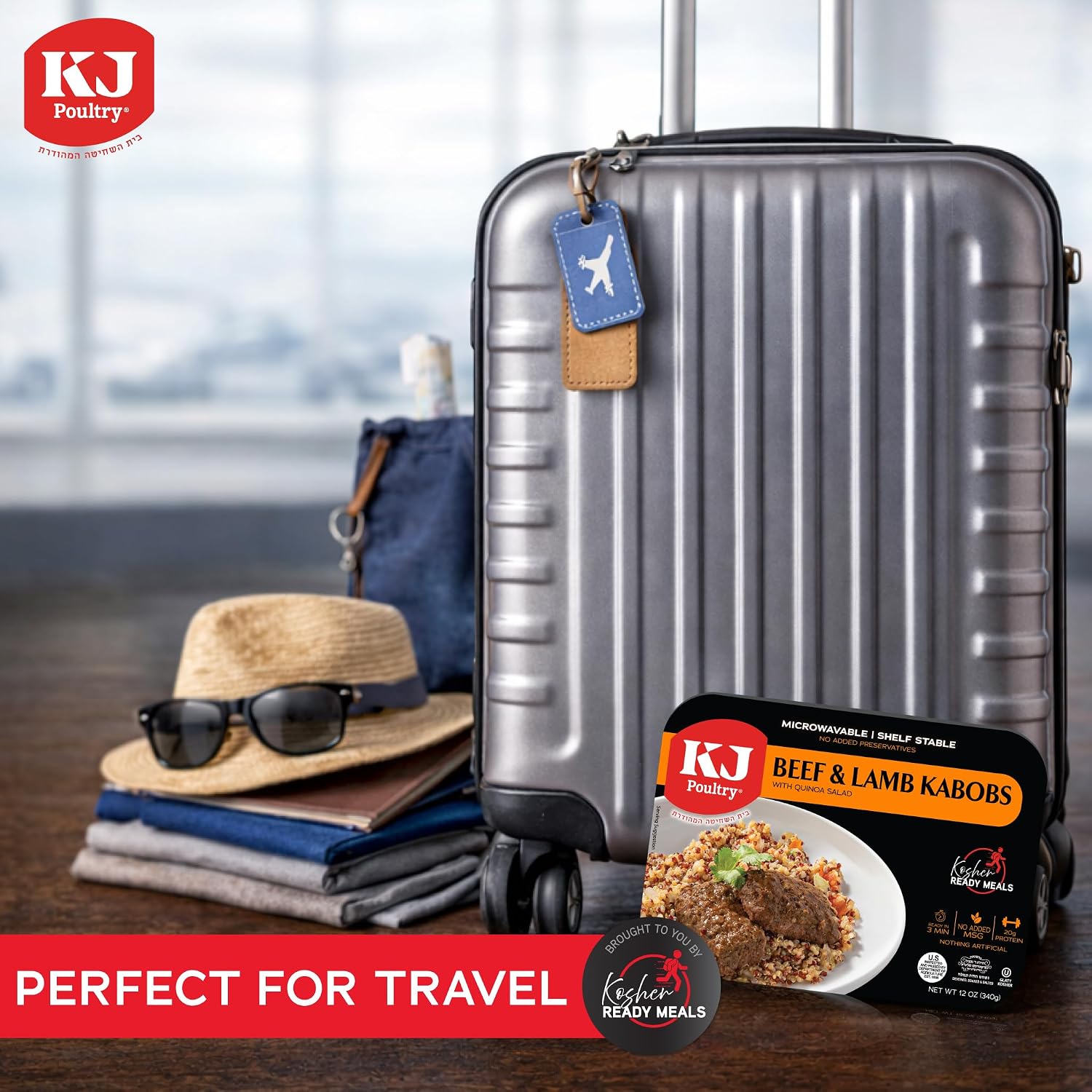 KJ Poultry Kosher Ready Meals - Beef Lamb Kabob & Quinoa, MRE Meat Meals Ready to Eat (1 Pack) Prepared Entree Fully Cooked, Shelf Stable Microwave Dinner Travel, Military, Camping, Emergency Survival