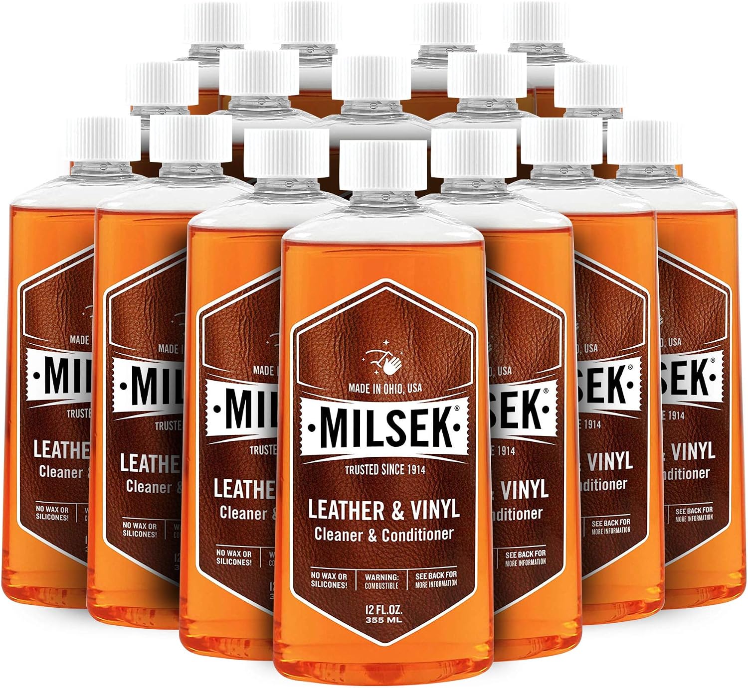 Milsek Leather & Vinyl Cleaner & Conditioner - Cleaning Supplies for Leather Home Furnitures, Couch, Automotive Interior, Shoes, Bags - 12 Fl Oz (Pack of 1) | Cleans, conditions, and helps protect leather and vinyl surfaces for long-lasting appearance an…