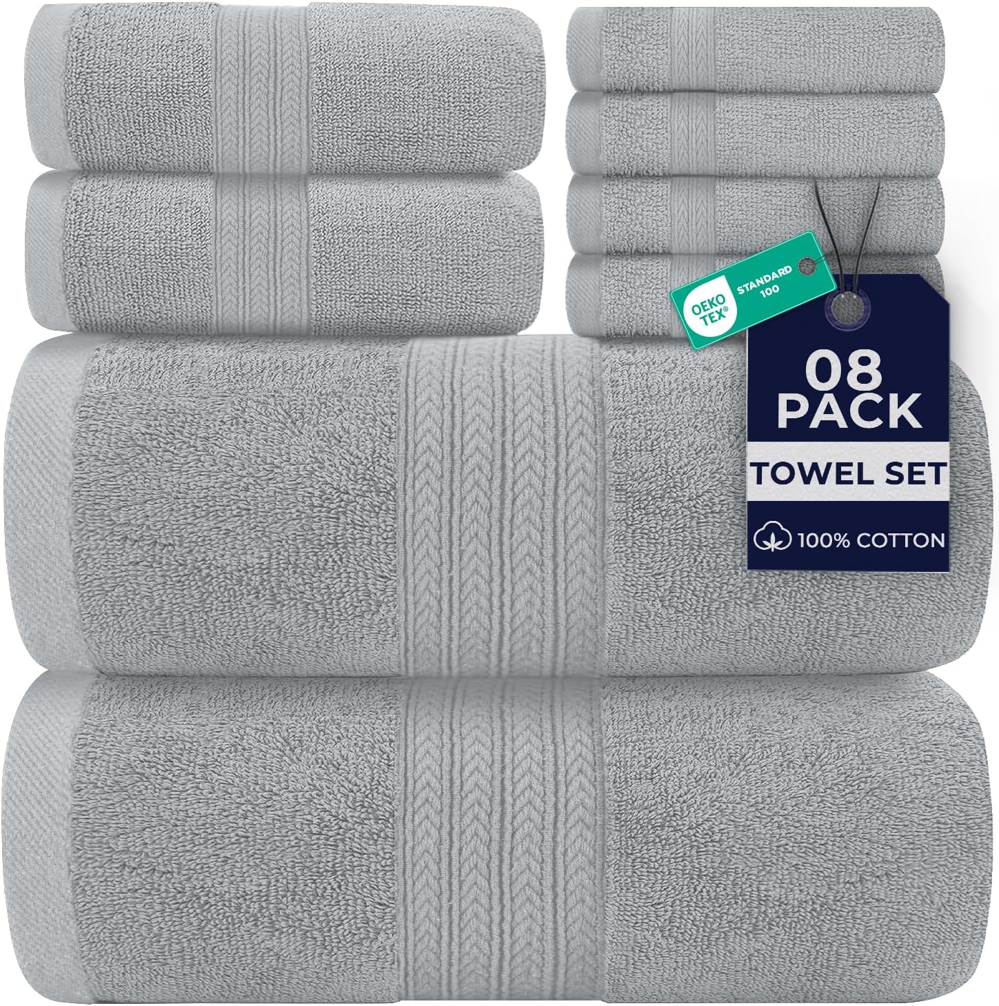 DAN RIVER 24 Pack Cotton Wash Cloths Set for Showering [12x12] White