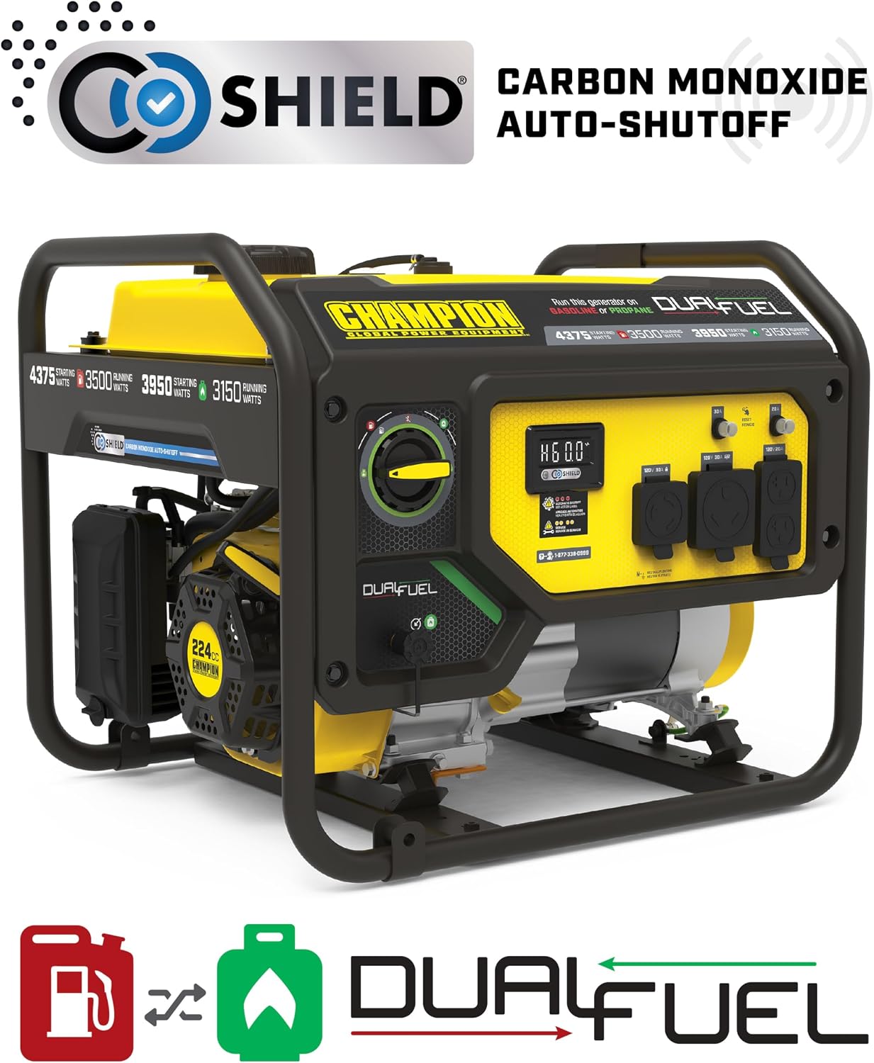 Champion Power Equipment 4375-Watt Dual Fuel RV Ready Portable Generator with Free 3-Year Warranty