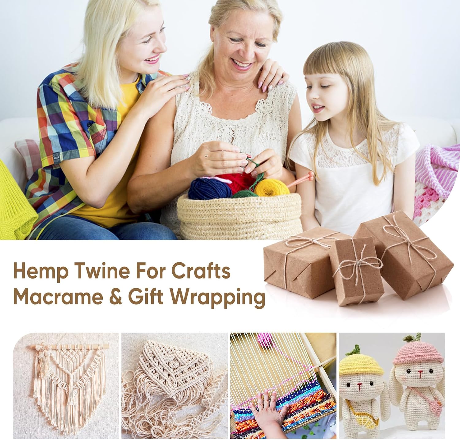 【 NS HEMP 】 Sustainable Hemp Twine Hemp Cord for Jewelry Making, Hemp Cord 1mm 130 Meters (026 RAW)