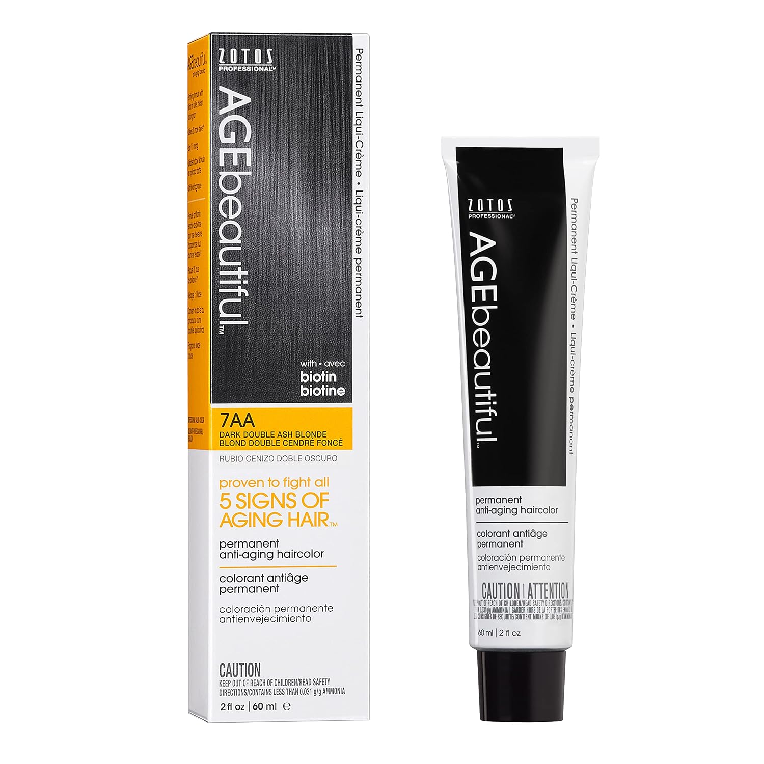 AGE beautiful Permanent Hair Color Cream, 100% Gray Coverage Hair Dye with Biotin Anti-Aging Formula for Fuller, Thicker Hair, Professional Salon Quality