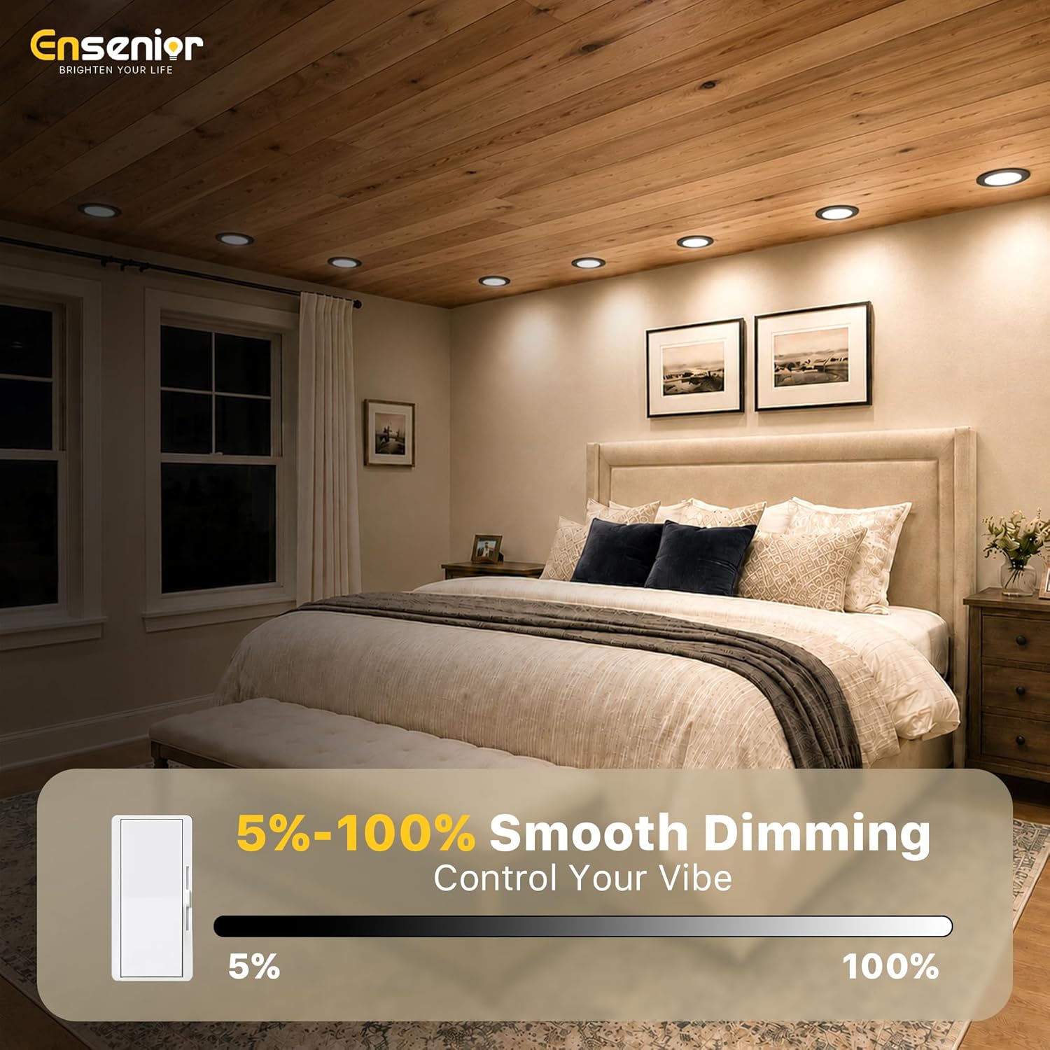 Ensenior 6 Pack 6 Inch LED Recessed Light, 5CCT Dimmable Canless Wafer