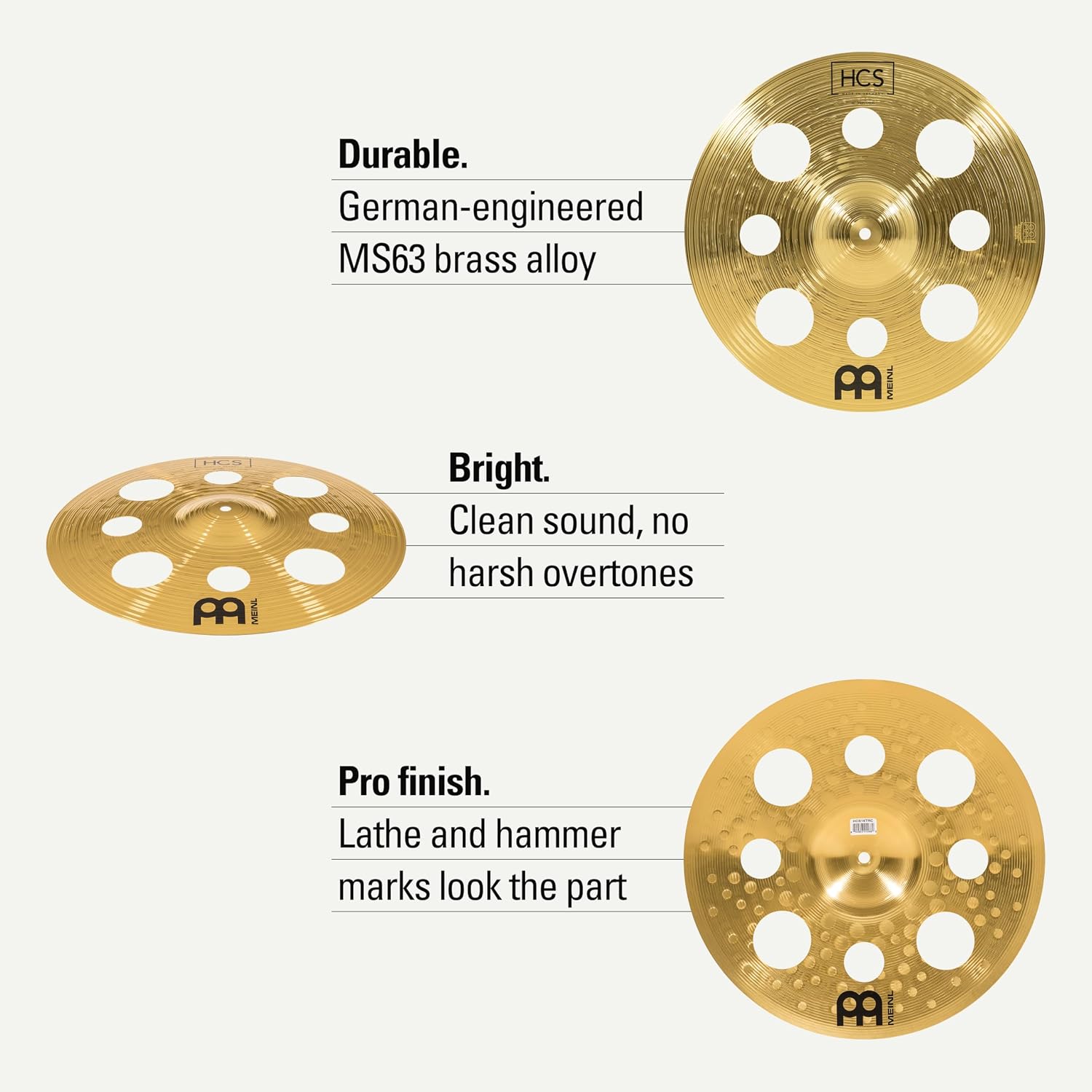 Meinl Cymbals HCS Box Set Cymbals for Drums — MADE IN GERMANY | Hihats, Ride, Crashes, Trash Crash, China, Splash, Bell — Durable Brass Alloy