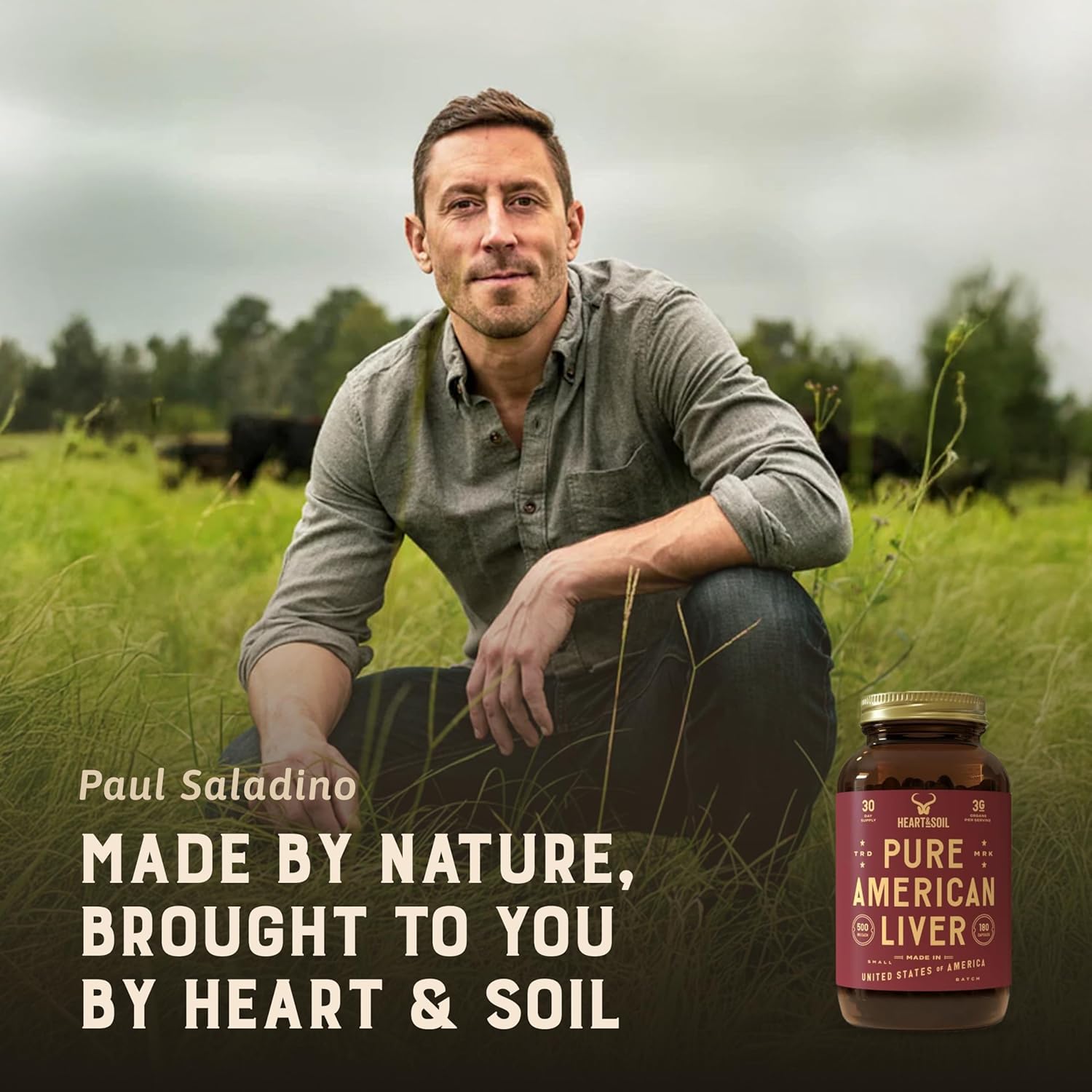 HEART & SOIL Beef Organs Supplement, 180 Capsules